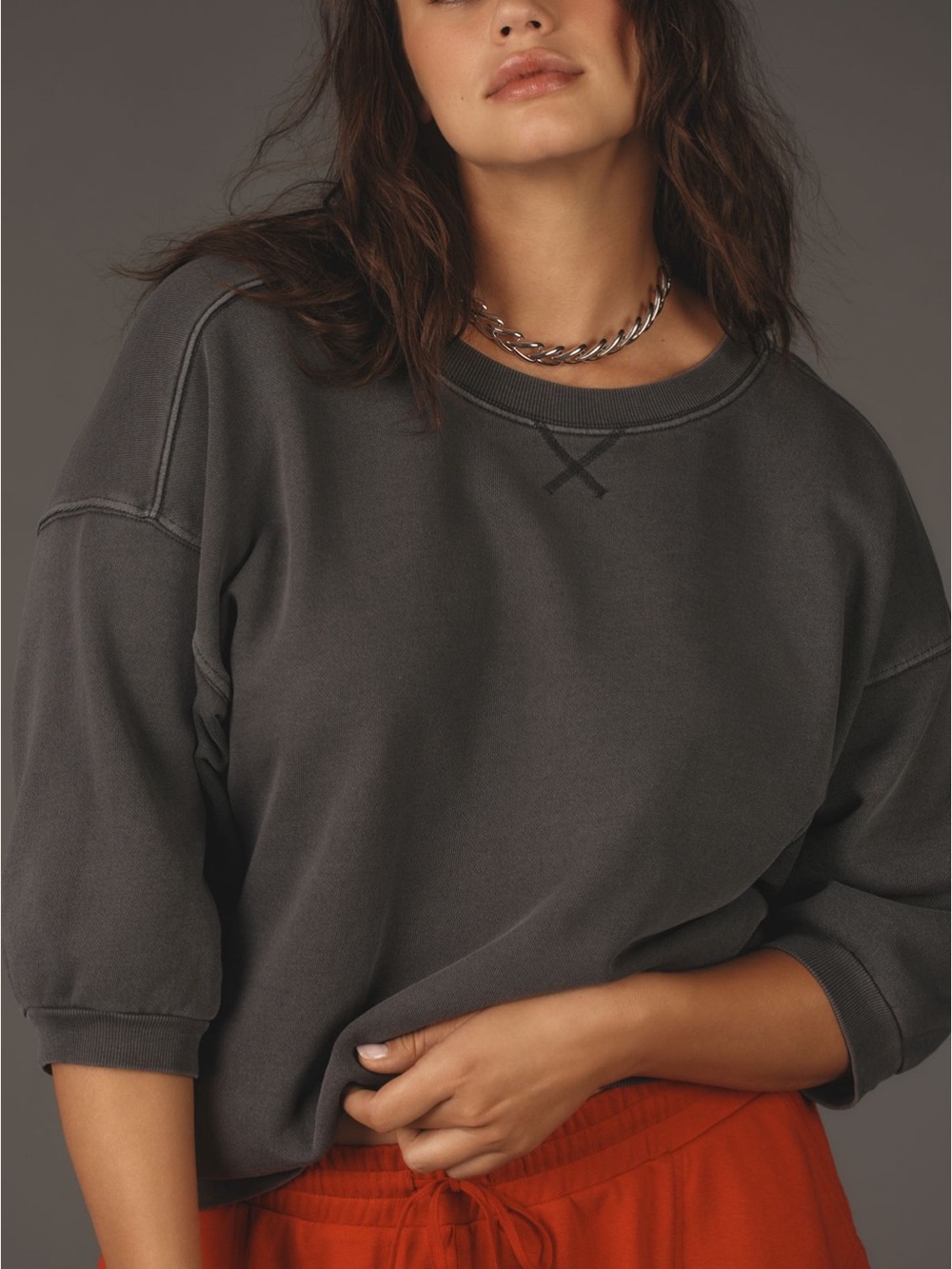 Pilcro Niki Bubble Sweatshirt in Charcoal - Picture 7 of 12